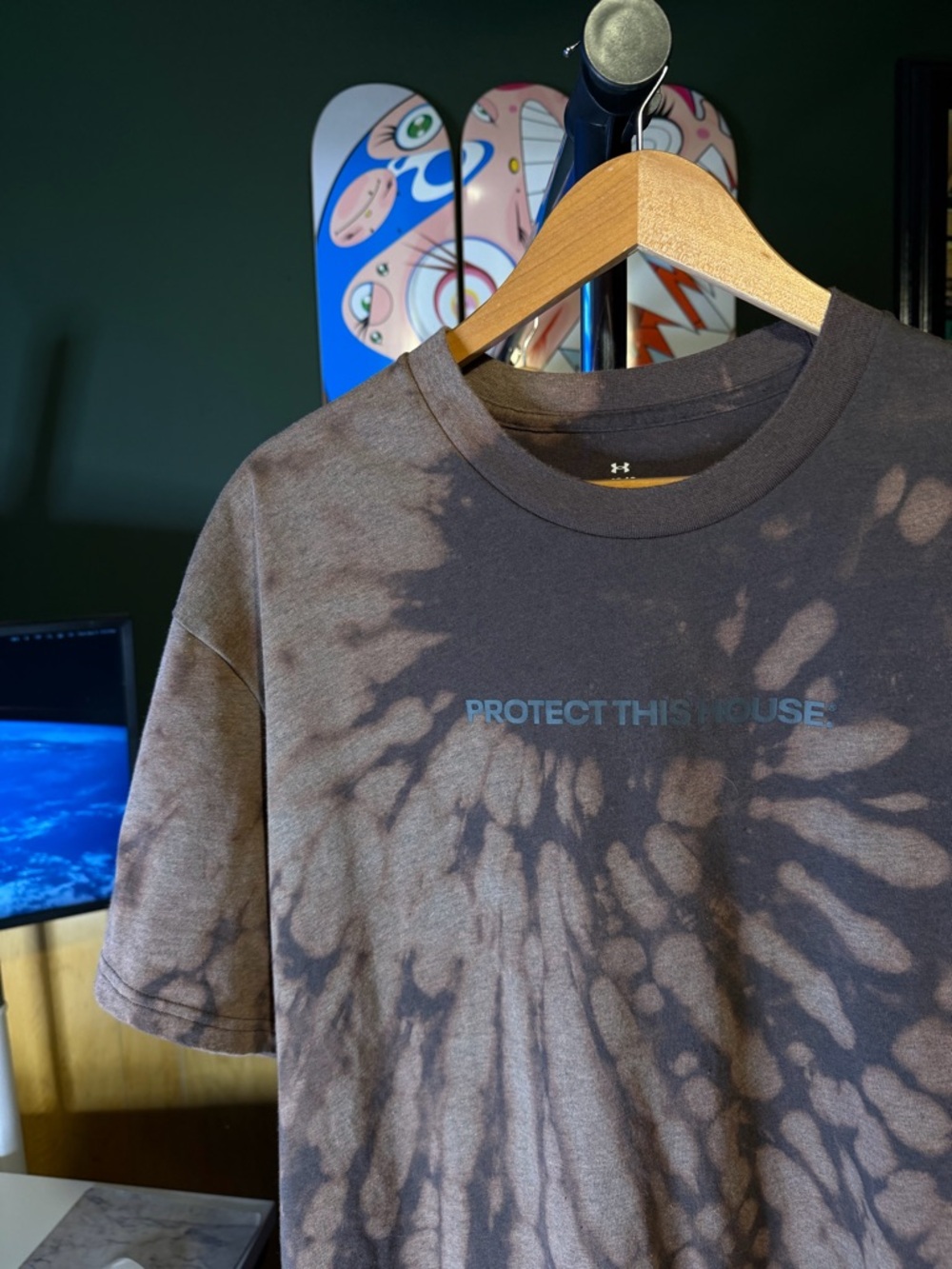 Under Armour Protect This House Brown & Tan Custom Bleach Tiedye Tshirt